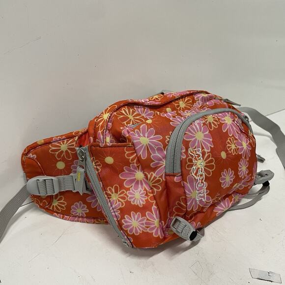 Jansport Coltrane Fanny Pack Waist Bag Water Bottle Holder Flowers Orange EUC - Picture 3 of 6
